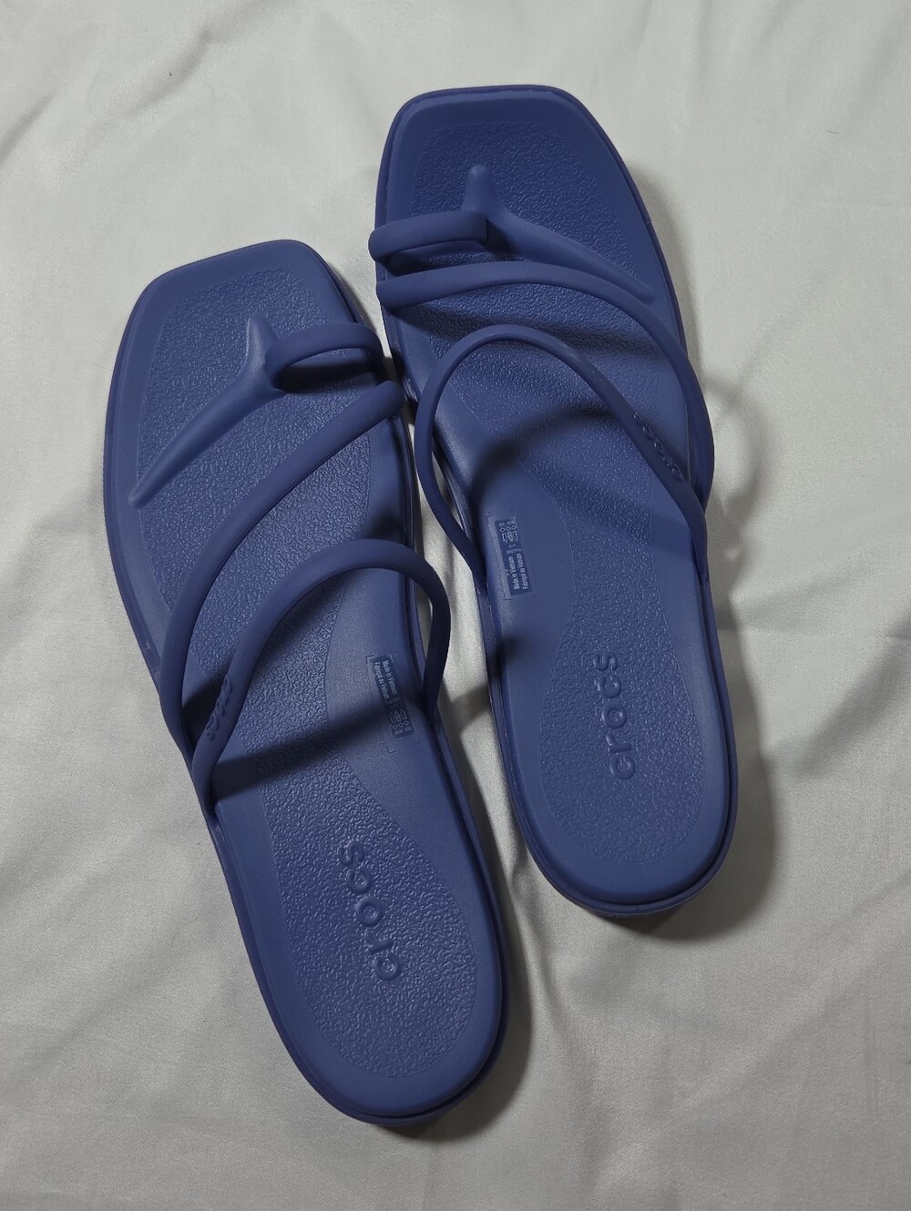 Crocs Miami Toe Loop Sandal Sapphire Blue 209862-4WH Women's 10W Square Toe
